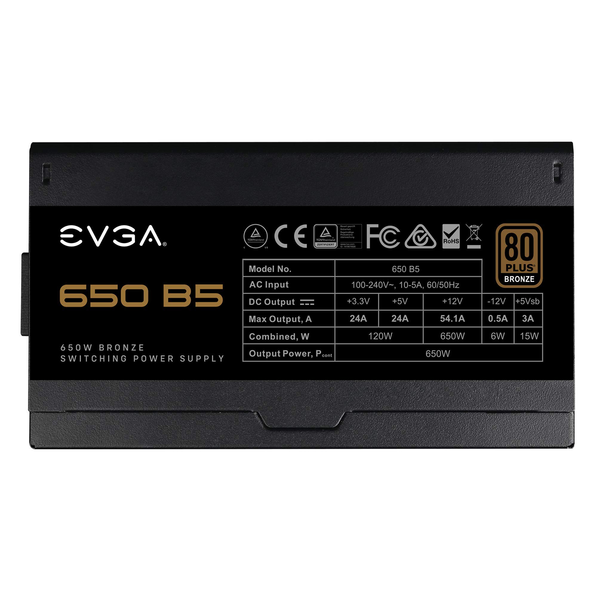 EVGA 220-B5-0650-V1 650 B5, 80 Plus Bronze 650W, Fully Modular, EVGA ECO Mode, 5 Year Warranty, Compact 150mm Size, Power Supply