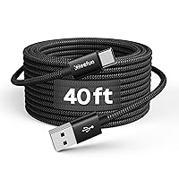 CLEEFUN Extra Long USB C Cable 40ft/12m, 40 Foot USB to USB C Charger Cable, 40 ft USB A 2.0 to USB Type C Charging Cable (no Data) for USB-C Phone, Tablet, Camera, Speaker, Nylon Braided