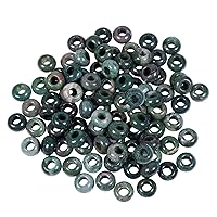 TUMBEELLUWA 40pcs Crystal Stone Large Hole Beads for Jewelry Making Macrame Beads for Hair Braids(14mmx8mm), Green Indian Agate