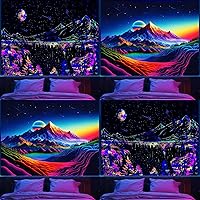 Apdidl Blacklight Mountains Tapestry 51''x60'' and Blacklight Posters Sun Mountain Tapestry 51