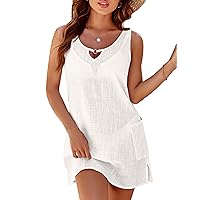 Blooming Jelly Womens Bathing Suit Cover Ups Beach Swimsuit Coverup Backless Linen Dress V Neck Casual Sundresses