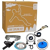 Zip Line for Kids and Adults Up to 350 Lbs - 200/150 / 100 Ft - Quick Setup Zipline for Backyard Kids and Adults - 100% Rustproof W/Safety Harness - Zip Line for Adults - Zipline Kit