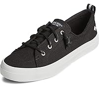 Sperry Womens Crest Vibe Linen Sneaker, Black, 10