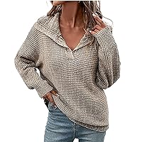 Women's Retro Oversized Lapel Sweater Pullovers 2023 Fall Chunky Knit Long Sleeve Jumpers Tops Casual Fashion Shirts