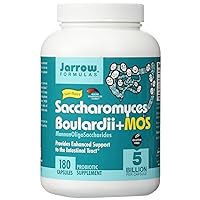 Jarrow Formulas Saccharomyces Boulardii Probiotics + MOS 5 Billion CFU Probiotic Yeast for Intestinal Health Support, Gut Health Supplements for Women and Men, 180 Veggie Capsules, 180 Day Supply