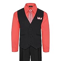 Rafael Boy's 5-Piece Vest and Pant Set with Shirt, Tie and Hanky - Many Colors