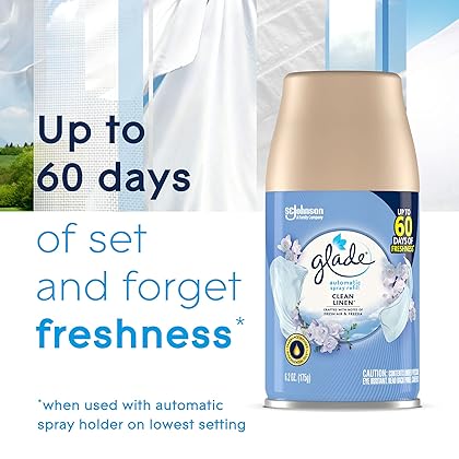 Glade Automatic Spray Refill, Air Freshener for Home and Bathroom, Clean Linen, 6.2 Oz, 2 Count