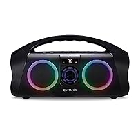 AIWA Portable Boombox - Waterproof Bluetooth Speaker, Rechargeable Wireless Boombox with Multi Color LED Lighting and Digital Display, AUX Input and Carry Handle, 15 Hour Playtime
