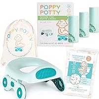 Portable Potty Training Seat for Toddler Kids - 60 Portable Potty Bags - 20 XL Toilet Seat Covers Disposable