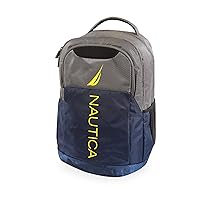 NAUTICA Armada Laptop Backpack, Grey/Navy, One Size