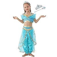 Lito Angels Arabian Princess Costume Fancy Dress Up Belly Dance Wear Outfit with Headband for Toddler Little Girls