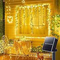 Minetom Solar String Lights, 2 Packs Total 66Ft 200 LED Solar Fairy Lights, Waterproof Solar Lights for Outside Patio Yard Tree Wedding Christmas, Warm White