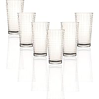 Circleware Matrix Set of 6 Heavy Base Tumbler Cooler Beverage Glasses 15.75 oz, Drinking Highball, Cups for Water, Juice, Milk, Beer, Ice Tea, Farmhouse Decor, Selling Gifts, 6 Count (Pack of 1)