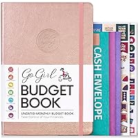 GoGirl Budget Book – Undated Colorful Monthly Financial Planner Organizer. Budget Planner & Expense Tracker to Reach Financial Goals, Lasts 1 Year, Bonus 3 Cash Envelopes, A5 Hardcover – Rose Gold