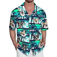 Hawaiian Shirt with Face Custom Button Down Shirt Tropical Floral Pattern Personalized Short Sleeve Beach Shirt