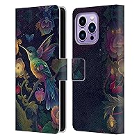 Head Case Designs Officially Licensed JK Stewart Hummingbird Graphics Leather Book Wallet Case Cover Compatible with Apple iPhone 14 Pro Max