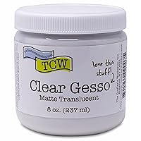 The Crafter's Workshop Gesso Medium, Surface Preparation and Primer, Sealer for Canvas, Paper, Wood, Provides Sizing for Acrylic or Oils, Gesso, 8-oz, Clear