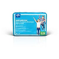 Medline Youth Disposable Protective Underwear, S/M Size for 40-70 lbs, Leakproof & Absorbent, Comfortable with Odor Control, Easy to Wear, 60 Count (4 Packs of 15)