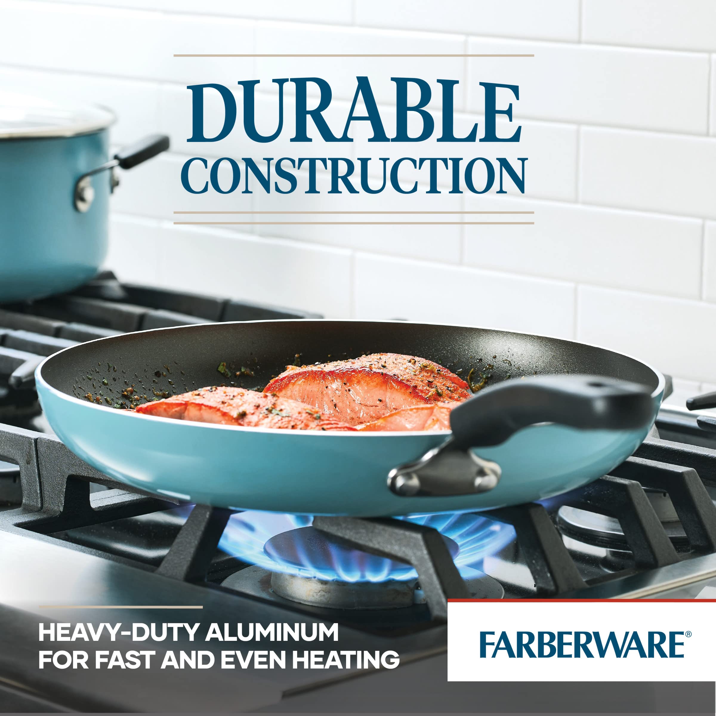 Farberware Cookstart DiamondMax Nonstick Frying Pan/Skillet, Dishwasher Safe, 12 Inch - Aqua