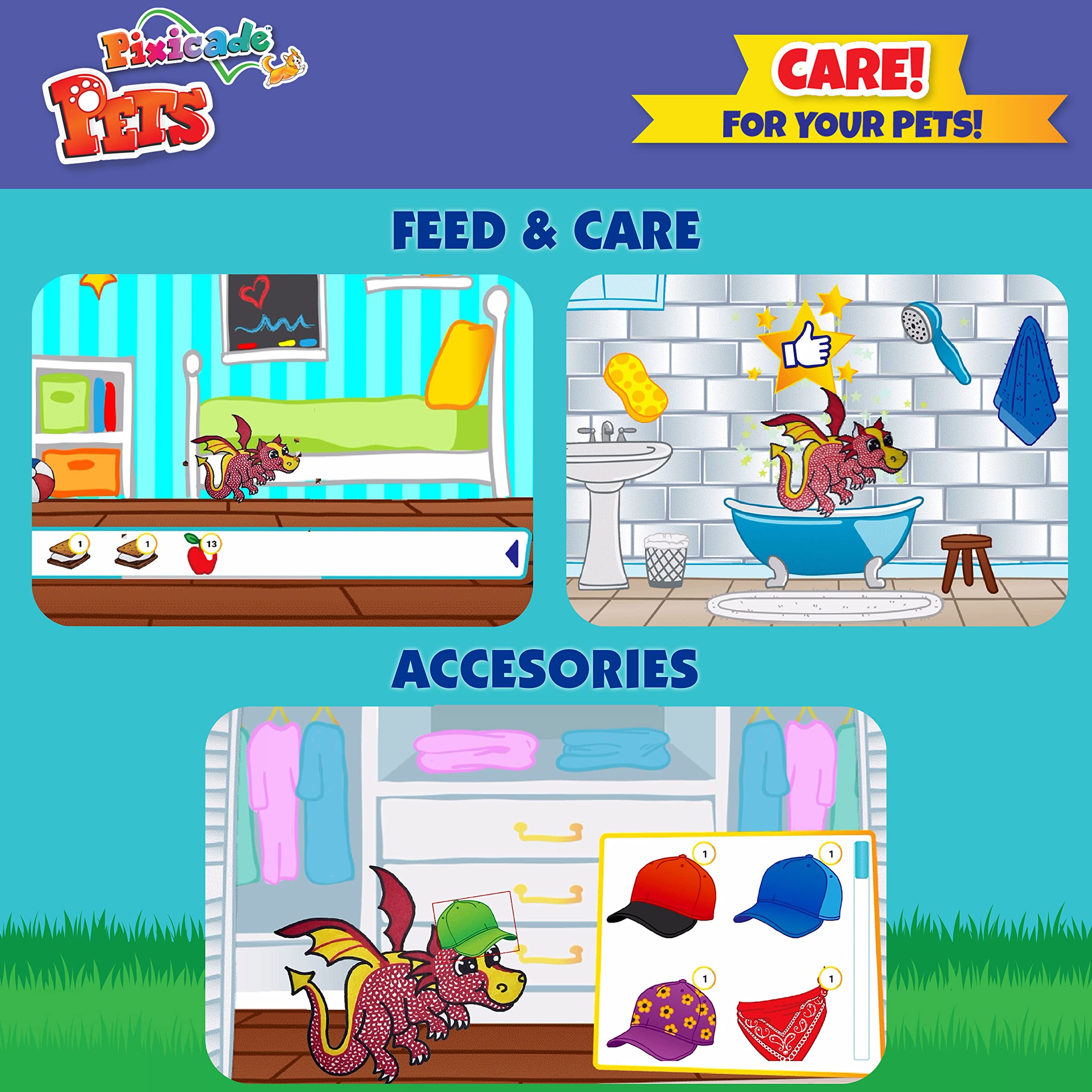 Pixicade Pets VIP: Draw Your Own Pets & Bring Them to Life On Your Mobile Device or Tablet- Create Your Own Virtual Pet Universe Bonus Amusement Park- STEM Toys for Ages 6+