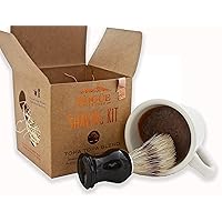 Goat Milk Shaving Soap Kit- BOGUE No.16 Topa Topa Blend of 13 Essential oils to heal and smooth the skin, rhassoul clay will make your razor glide. Soap in a mug & natural bristle brush in the box