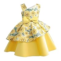 Flower Girl Dresses for Wedding Birthday Pageant Tea Party Ruffles Layered Floral Formal Dresses 2-10Years