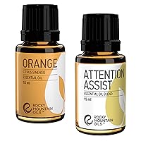 Rocky Mountain Oils Orange Essential Oil & Attention Assist Essential Oil Blend - 100% Pure and Natural Aromatherapy Essential Oils for Diffuser, Topical, and Home - 15ml