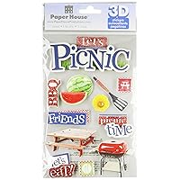 Paper House Productions STDM-0153E 3D Cardstock Stickers, Lets Picnic (3-Pack)