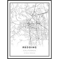 Skanndi Redding Map Print, California CA USA Map Art Poster, Modern Wall Art, Street Map Artwork 24x36