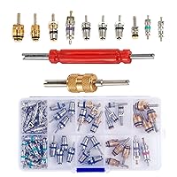 ThreeH 103 Pcs R134A A/C Car Auto Air Conditioning Valve Core Set with 2 Way Remover Tool Kits for Repairing Car's Air Conditioning System
