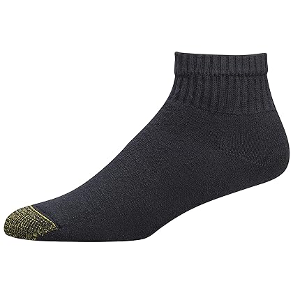 GOLDTOE Men's 656P Cotton Ankle Athletic Socks, Multipairs, Black (6-Pairs), X-Large