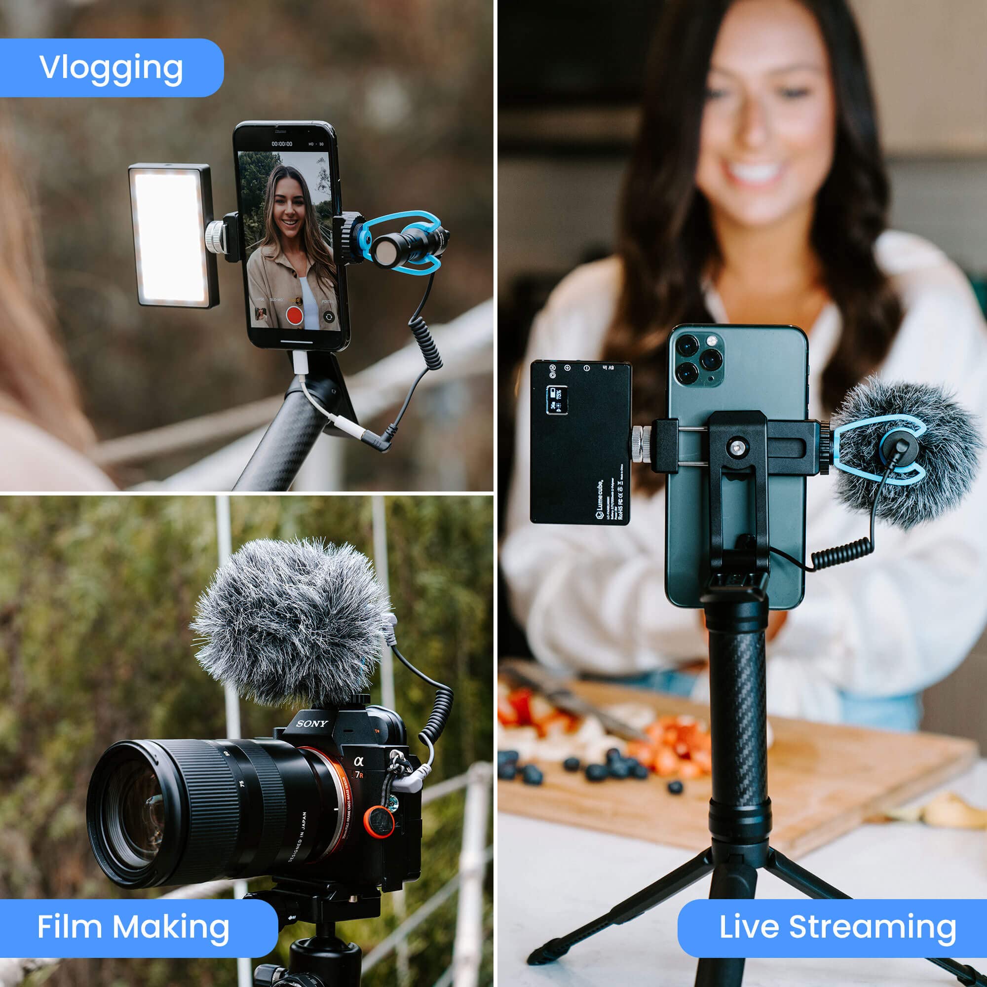 Lume Cube Video Microphone | Mic, Shock Mount, Windshield, Foam Windscreen, TRS Cable for Cameras, TRRS Cable for Smartphones, and Travel Pouch included | Mic for DSLR Canon, Nikon Cameras, and Phones