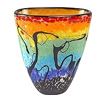 Elegant and Modern Murano Style Art Glass Colorful Centerpiece for Home Decor (Allura Oval Vase, 7 Inches)