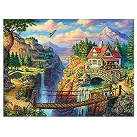 The Jigsaw Puzzle Factory House on The Cliff Puzzle Game for Adults, 550 Piece, Full Size 26 x 19 Inch, 100% Biodegradable
