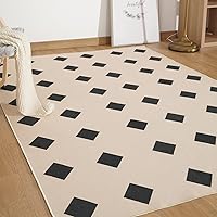 Area Rug 5 X 7 Modern Area Rugs-Washable Rugs Simple Neural Rugs for Living Room Carpet for Bedroom Dining Room-Diamond,5'x7',Cream and Black