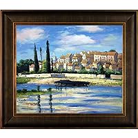 La Pastiche overstockArt Carrieres Saint Dennis Painting by Monet with Veine D' or Bronze Scoop, Bronze and Rich Brown Finish, 30.5 in x 26.5 in