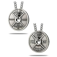 Women’s Antique Finish Weight Plate Necklace Phil 4:13 Fitness Faith Encouragement Ideal Gift Curb Chain Christian Jewelry Pendant