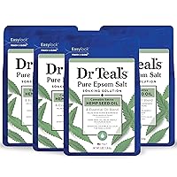 Dr Teal's Pure Epsom Salt, Cannabis Sativa Hemp Seed Oil, 3 lb (Pack of 4) (Packaging May Vary)
