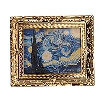 Dollhouse Accessories 1:12 Miniatures Art Painting Picture Frame in Antique Gilt Gold Frames for Dollhouse Fairy Garden (Sky)