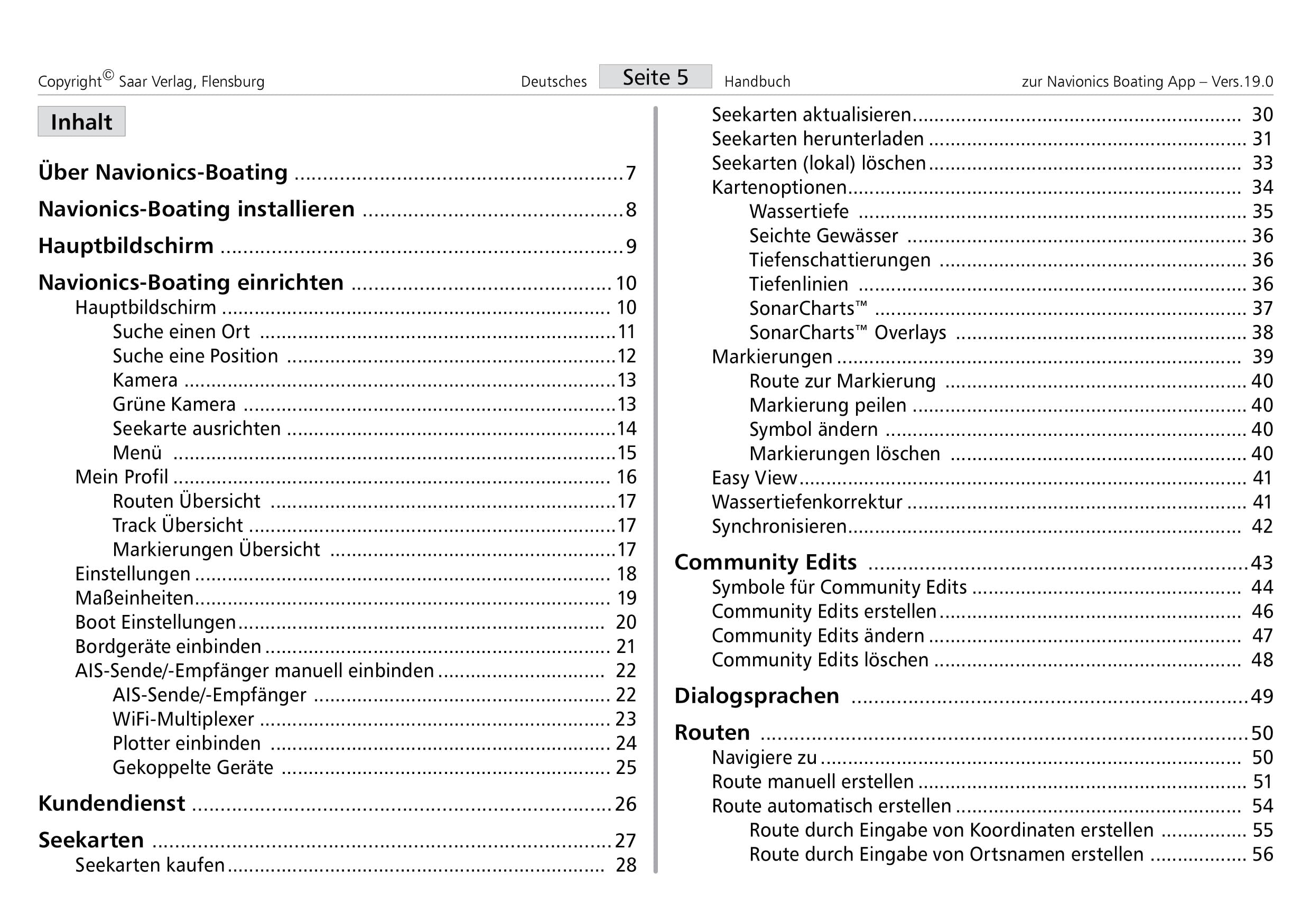 Navionics Boating - Deutsches Handbuch zur App Version 19.0