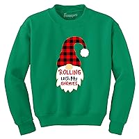 Rolling with My Gnomies Christmas Buffalo Plaid Gnome Youth Girl Boy Long Sleeve T-Shirt