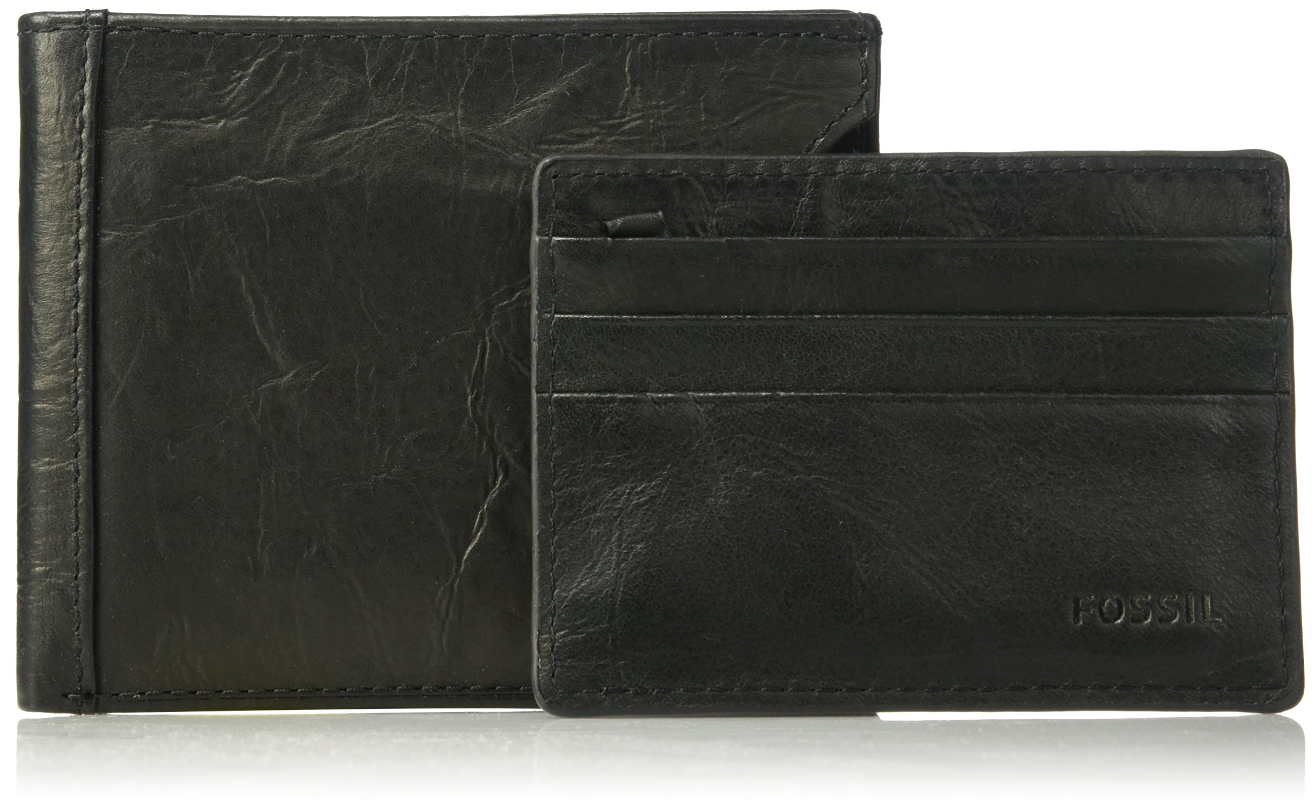Fossil Men's Leather Bifold Sliding 2-in-1 with Removable Card Case Wallet for Men