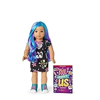 American Girl Truly Me 18-inch Doll #119 with Blue Eyes, Blue-Purple Hair, Lt-to-Med Skin, Black T-shirt Dress, For Ages 6+