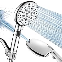 Cobbe High Pressure 9 Functions Shower Head with handheld - Luxury Modern Chrome Look, Built-in Power Spray to Clean Corner, Tub and Pets, Stainless Steel Hose Adjustable Bracket, Chrome