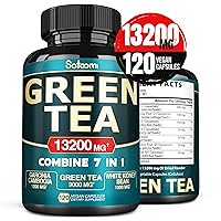 13x Green Tea Extract Capsules 13200mg per Serving with Garcinia Cambogia, Kidney Bean, Raspberry, Grape Seed, Gymnema & Forskohlii - Support Body Management, Mind & Immunity System - 120 Capsules