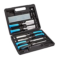 Amazon Basics 8-Piece Wood Carving Chisel Set with Honing Guide, Sharpening Stone and Storage Case, 1/4