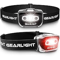 GearLight 2Pack LED Headlamp - Outdoor Camping Head Lamps with Adjustable Headband - Lightweight Battery Powered Bright Flashlight Headlight with 7 Modes and Pivotable Head and Red Light
