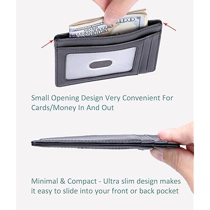 Kinzd Slim Minimalist Leather RFID Front Pocket Wallet Thin Credit Card Holder Men