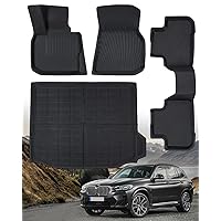 for BMW X3 Floor Mats,Fit for BMW X3 G01 2018-2024 for BMW X4 G02 2019-2024 Floor Mats,All Weather Rubber Car Mats Fit 1st & 2nd Row Floor Liners and Trunk Mat Full Set Accessories (4PCS)