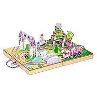 19-Piece Wooden Take-Along Tabletop Kingdom – Carriage, Horse, Unicorn, Dragon, More
